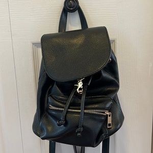 Black Leather Mini Backpack